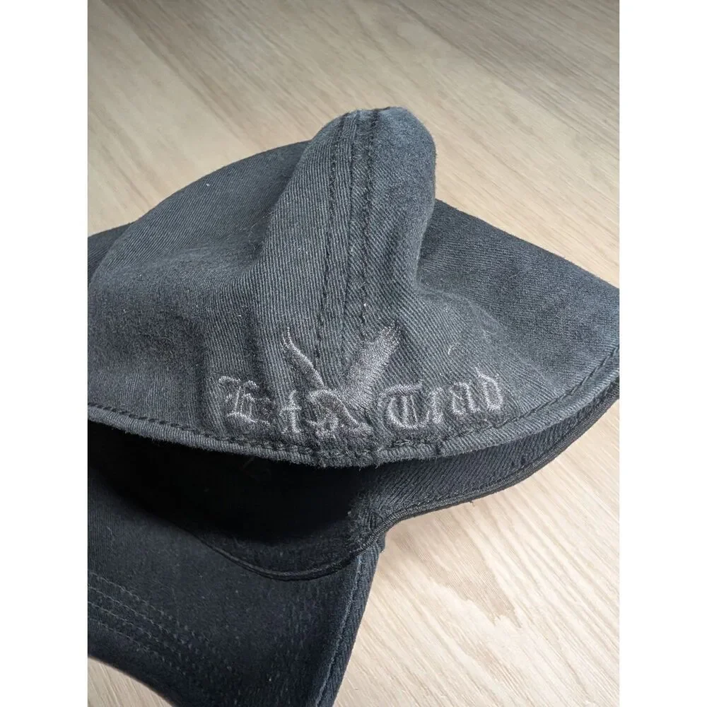 American Eagle Black Baseball Cap L-XL Tonal Embroidered Logo Stretch